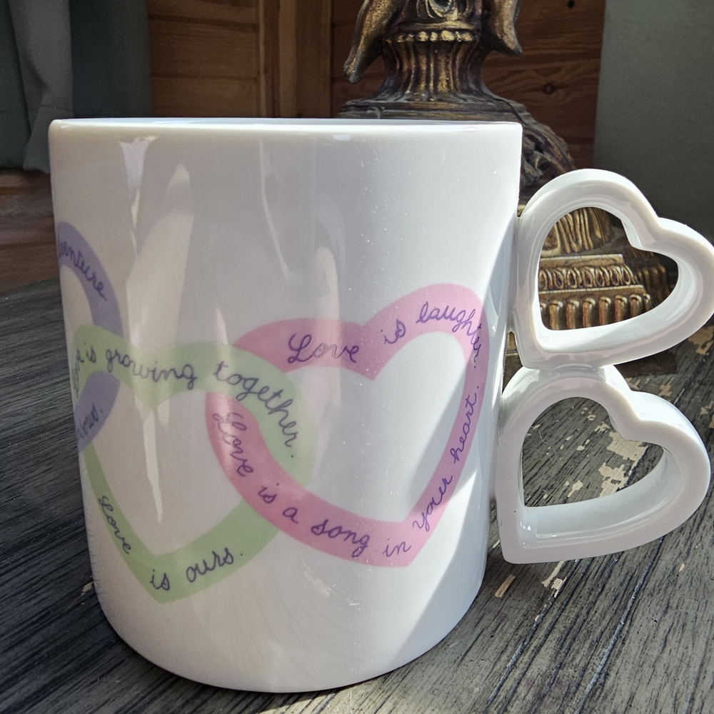 Heart Handle White Mug Avon Valentines Day Gift Vintage